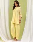 Solid A-Line Cotton Kurta Set with Embroidery & Afghani Salwar