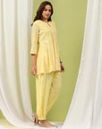 Solid A-Line Cotton Kurta Set with Embroidery & Afghani Salwar