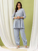 Cotton Thread Embroidered Kurta with Afghani Salwar Set