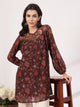 Floral Printed Flared Poly Georgette Top with Embroidery