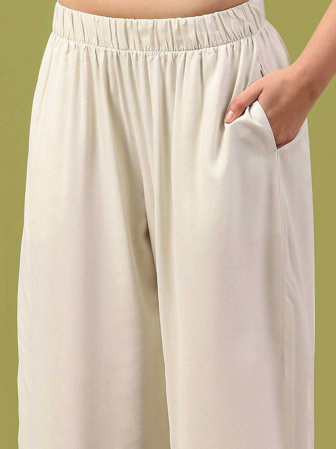 Solid Straight Kurta Set with Embroidery &amp; Mirror Work Dupatta